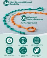 Toy Straps for Baby, 5pcs Adjustable Toy Holder for Stroller Accessories, Silicone Tether Pacifier Clip, No Throw Travel Essential Leash for High Chair, Car Seat (5-Pack) - Image 4