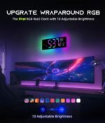 16.5" Large Digital Wall Clock with BT Sync, RGB Lights with 11 Scenes Mode Remote Control, Dual Alarms with Big LED Display, Auto DST, Temperature for Classroom Gaming - Image 4