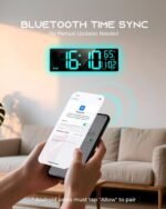 16.5" Large Digital Wall Clock with BT Sync, RGB Lights with 11 Scenes Mode Remote Control, Dual Alarms with Big LED Display, Auto DST, Temperature for Classroom Gaming - Image 5