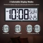WallarGe Backlight Digital Wall Clock Battery Operated - with Temperature and Date 14.5'' Large Digital Wall Clock, Easy to Read and Set, Auto DST - Image 5