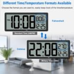 WallarGe Backlight Digital Wall Clock Battery Operated - with Temperature and Date 14.5'' Large Digital Wall Clock, Easy to Read and Set, Auto DST - Image 7