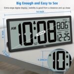 WallarGe Backlight Digital Wall Clock Battery Operated - with Temperature and Date 14.5'' Large Digital Wall Clock, Easy to Read and Set, Auto DST - Image 9