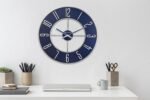 Bulova Blue Steel Oversize Wall Clock |Model C4809, 27" Diameter | Sleek Silver and Blue Finish | Contemporary Design | Battery Operated - Image 7
