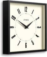 JONES CLOCKS® Box Wall Clock | Retro Square | 10 inch | Black | Easy to Read Numbers | Perfect Kitchen or Office Clock - Image 3