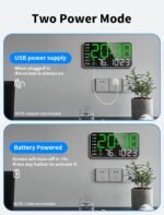 MASHI 8.4''Large Digital Wall Clock, Led Alarm Clock with Big Digits, Date, Temperature, DST, Modern Decor Design for Desk,5-Level Brightness for Room, Bedroom, Gift, Yougster and Elderly - Image 6