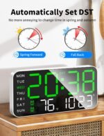 MASHI 8.4''Large Digital Wall Clock, Led Alarm Clock with Big Digits, Date, Temperature, DST, Modern Decor Design for Desk,5-Level Brightness for Room, Bedroom, Gift, Yougster and Elderly - Image 7