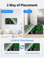 MASHI 8.4''Large Digital Wall Clock, Led Alarm Clock with Big Digits, Date, Temperature, DST, Modern Decor Design for Desk,5-Level Brightness for Room, Bedroom, Gift, Yougster and Elderly - Image 8