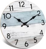 Wall Clock Silent Non-Ticking Wooden Clocks Battery Operated 10 Inch Small Country Retro Rustic and Beach Style Decorative for Living Room, Kitchen, Home,Bathroom, Bedroom (Blue) - Image 3