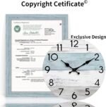 Wall Clock Silent Non-Ticking Wooden Clocks Battery Operated 10 Inch Small Country Retro Rustic and Beach Style Decorative for Living Room, Kitchen, Home,Bathroom, Bedroom (Blue) - Image 7