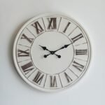 Large Farmhouse Wall Clock - 24 inch, Rustic White, Distressed Roman Numeral, Metal Face, Battery Operated, Modern Farmhouse Decorative Wall Clock for Living Room Decor - Image 3