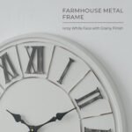 Large Farmhouse Wall Clock - 24 inch, Rustic White, Distressed Roman Numeral, Metal Face, Battery Operated, Modern Farmhouse Decorative Wall Clock for Living Room Decor - Image 7