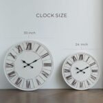 Large Farmhouse Wall Clock - 24 inch, Rustic White, Distressed Roman Numeral, Metal Face, Battery Operated, Modern Farmhouse Decorative Wall Clock for Living Room Decor - Image 8