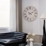 Large Farmhouse Wall Clock - 24 inch, Rustic White, Distressed Roman Numeral, Metal Face, Battery Operated, Modern Farmhouse Decorative Wall Clock for Living Room Decor - Image 9