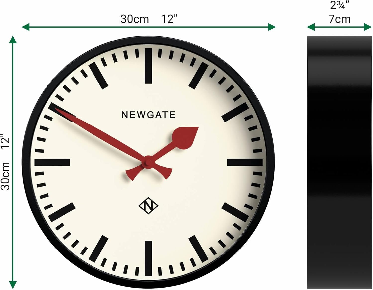 NEWGATE® Luggage Wall Clock | Modern Retro Metal Station Clock | 12 inch | Deep Metal case in Black | Contemporary Vintage Style for Kitchen, Living Room or Office - Image 5
