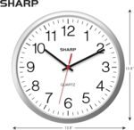 Sharp Wall Clock – Silver, Silent Non Ticking 14 Inch Quality Quartz Battery Operated Round Easy to Read Home/Kitchen/Office/Classroom/School Clocks, Sweep Movement - Image 4