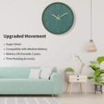 Foxtop Modern Wall Clock 12 Inch Silent Non Ticking Battery Operated Round Quartz Gold Wall Clock for Living Room Bedroom Kitchen Office Classroom Decor (Dark Green Dial) - Image 4