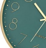 Foxtop Modern Wall Clock 12 Inch Silent Non Ticking Battery Operated Round Quartz Gold Wall Clock for Living Room Bedroom Kitchen Office Classroom Decor (Dark Green Dial) - Image 9