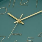 Foxtop Modern Wall Clock 12 Inch Silent Non Ticking Battery Operated Round Quartz Gold Wall Clock for Living Room Bedroom Kitchen Office Classroom Decor (Dark Green Dial) - Image 10