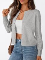 Trendy Queen Womens Cardigan Sweaters Lightweight Crew Neck Outfits Fall Fashion 2025 Clothing - Image 4