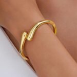 Gold Bangle Bracelets for Women Teens Trendy Chunky Adjustable Twist Cuff Bracelet Jewelry Gifts - Image 4