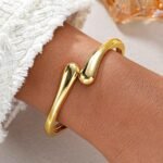 Gold Bangle Bracelets for Women Teens Trendy Chunky Adjustable Twist Cuff Bracelet Jewelry Gifts - Image 6