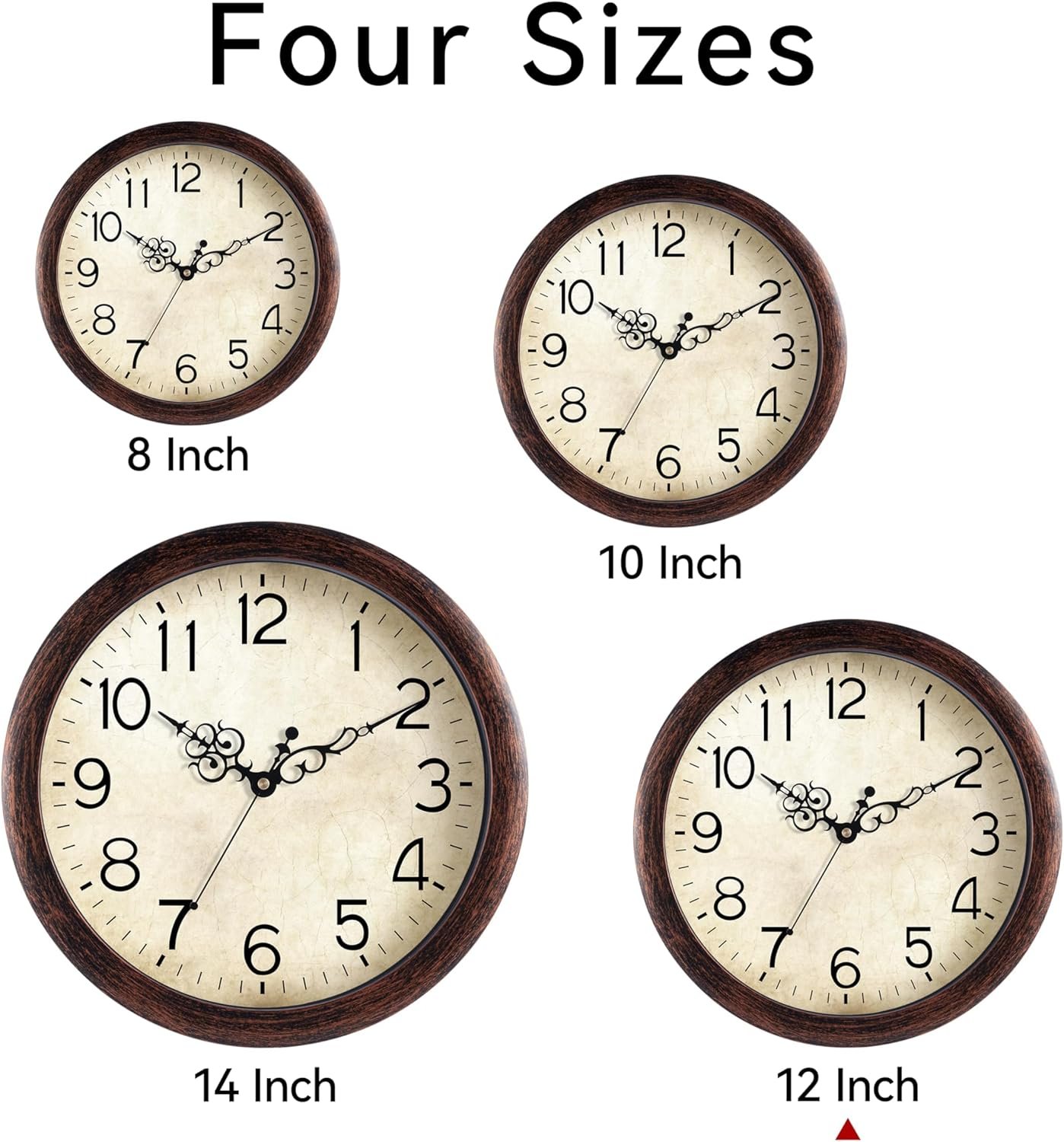 Wall Clock 12 Inch Vintage Wall Clocks Battery Operated Quartz Silent Non-Ticking Retro Rustic Style Clock Decorative for Living Room, Home Office, Kitchen,Bedroom (Bronze) - Image 3