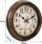 ZENFUN 12'' Round Classic Wall Clock, Battery Operated Quartz Clock Silent Non Ticking Wall Clock, Decorative for Kitchen, Home, Living Room, Farmhouse, Bedrooms, Easy to Read, Bronze - Image 3