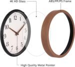 Topkey 12 Inch Silent Wall Clock with Wooden Hour and Minute Hands - Round Wood-Like Frame & White Dial for Home Office Kitchen Decor - Wooden Brown - Image 5
