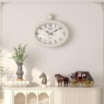 Retro Oval Wall Clock. White Vintage Antique Style. Battery Operated Decor Wall Clocks for Farmhouse, Living Room,Kitchen,Bedroom,Bathroom (10.5" H x 11.3" W) - Image 5