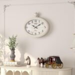 Retro Oval Wall Clock. White Vintage Antique Style. Battery Operated Decor Wall Clocks for Farmhouse, Living Room,Kitchen,Bedroom,Bathroom (10.5" H x 11.3" W) - Image 6