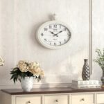 Retro Oval Wall Clock. White Vintage Antique Style. Battery Operated Decor Wall Clocks for Farmhouse, Living Room,Kitchen,Bedroom,Bathroom (10.5" H x 11.3" W) - Image 8