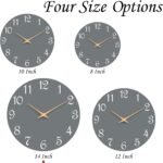 Wall Clock 14 Inch, Modern Wall Clocks Battery Operated, Silent Non Ticking Clock Decorative for Living Room, Office, Home, School (Gray) - Image 3