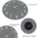 Wall Clock 14 Inch, Modern Wall Clocks Battery Operated, Silent Non Ticking Clock Decorative for Living Room, Office, Home, School (Gray) - Image 5
