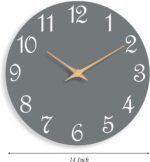 Wall Clock 14 Inch, Modern Wall Clocks Battery Operated, Silent Non Ticking Clock Decorative for Living Room, Office, Home, School (Gray) - Image 10