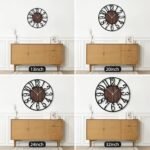 Maxstar Round Wall Clock for Living Room Decor Battery Operated Non Ticking Black Metal Wood Clocks for Home Living Room Garden Office Kitchen Decoration -16 inch - Image 5