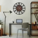 Maxstar Round Wall Clock for Living Room Decor Battery Operated Non Ticking Black Metal Wood Clocks for Home Living Room Garden Office Kitchen Decoration -16 inch - Image 8