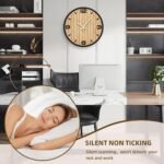 12 Inch Round Wall Clock Battery Operated, WoodenDecorative Analog Clocks Non-Ticking Quartz for Apartment, Living Room, Bedroom, Hallway, Classroom - Easy to Install & Read - Image 4