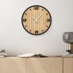 12 Inch Round Wall Clock Battery Operated, WoodenDecorative Analog Clocks Non-Ticking Quartz for Apartment, Living Room, Bedroom, Hallway, Classroom - Easy to Install & Read - Image 5
