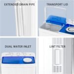 Auertech Portable Washing Machine, 28lbs Twin Tub Washer Mini Compact Laundry Machine with Drain Pump, Semi-automatic 18lbs Washer 10lbs Spinner Combo for Dorms, Apartments, RVs - Image 7