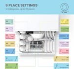 COMFEE’ Portable Mini Dishwasher, Energy Star, Countertop, 6 Place Settings, with 8 Washing Programs, Speed, Baby-Care, ECO& Glass, Dish Washer for Dorm, RV& Apartment, White - Image 5