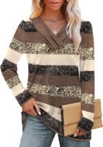 WIHOLL Long Sleeve Shirts for Women Fall Outfits V Neck T Shirts Button Down Tunic Tops Fashion Clothing - Image 3