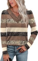 WIHOLL Long Sleeve Shirts for Women Fall Outfits V Neck T Shirts Button Down Tunic Tops Fashion Clothing - Image 4