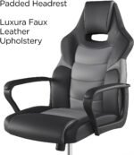 STAPLES Emerge Vector Luxura Faux Leather Gaming Chair, Black & Gray (61108) - Image 4