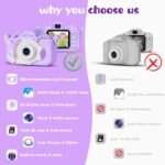 Upgraded 48MP Kids Camera for Girls Boys 3-12, Video Selfie Camera-Christmas Birthday Gift for Toddler, HD Digital Camera Toy for Child with 32GB SD Card & Silicone Cover (Purple) - Image 3