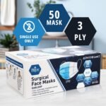 MED PRIDE Blue Medical Masks, Pack of 50 Face Masks, Disposable 3-Ply Earloop Masks, Breathable Non-Woven, Comfortable and Protective for Adults - Image 3