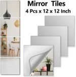 Shatterproof Wall Mirror Full Length for Bedroom, Acrylic Gym Mirrors For Home, Extra Thick: 0.12 inch, 12 x 12 inch x 4 Pcs, Workout Mirrors Safe for Kids, Over The Door, Long Wall Mounted - Image 4