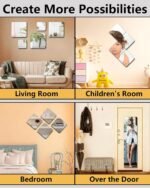 Shatterproof Wall Mirror Full Length for Bedroom, Acrylic Gym Mirrors For Home, Extra Thick: 0.12 inch, 12 x 12 inch x 4 Pcs, Workout Mirrors Safe for Kids, Over The Door, Long Wall Mounted - Image 5