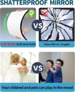 Shatterproof Wall Mirror Full Length for Bedroom, Acrylic Gym Mirrors For Home, Extra Thick: 0.12 inch, 12 x 12 inch x 4 Pcs, Workout Mirrors Safe for Kids, Over The Door, Long Wall Mounted - Image 6