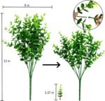 9 Bundles Fake Plants Artificial Boxwood Greenery 63 Stems Fade Resistant Faux Plastic Plants for Garden Farmhouse Porch Patio Window Box Wedding Office Home Indoor Outdoor Decor - Image 4