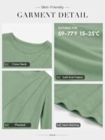 ATHMILE Womens Long Sleeve Shirts Pleated Crew Neck Casual Fall Fashion Tops Loose Fit Lightweight Girls Outfits Clothes - Image 6